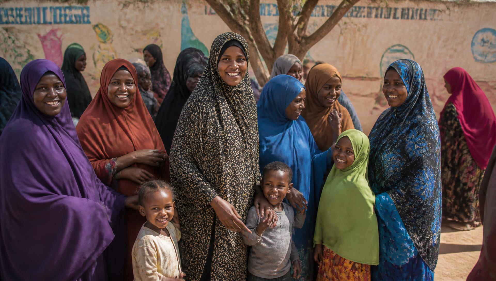 Women and children of a Hargeisa community gathered together