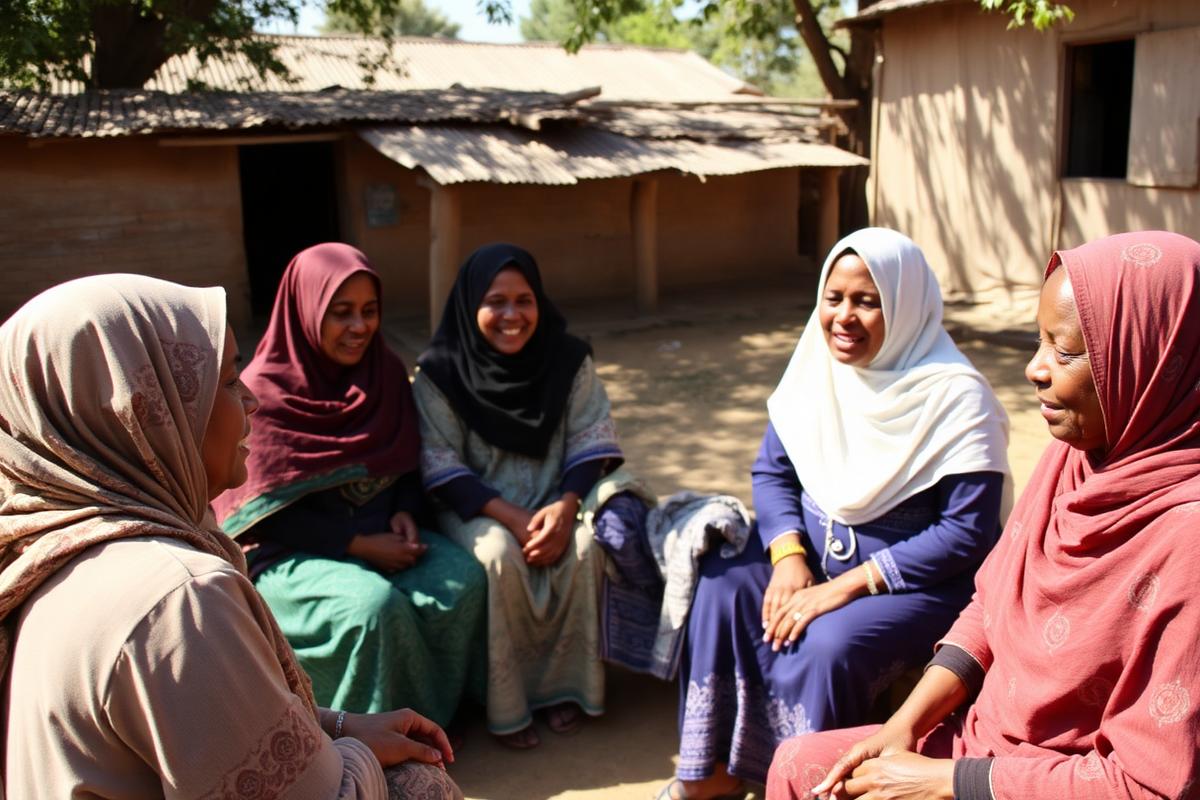 Women in a community discussion